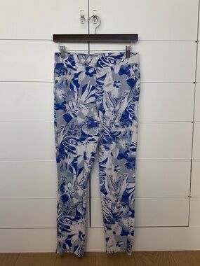 Blue Floral Ankle Pants - Women